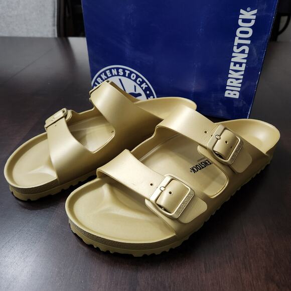 NWT Birkenstock Arizona EVA Sandals Glamour Gold Size EU 46 US 13 - Picture 2 of 5